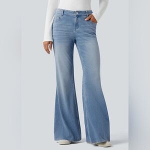 NWT Halara Flex Mid Rise Washed Casual Flare Jeans Size L